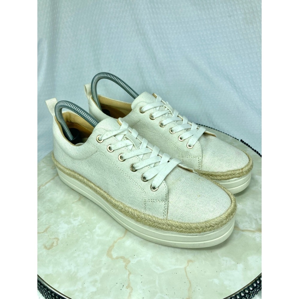 Jack Rogers Canvas Espadrille Platform Shoes Womens 8 White Comfy Vacay Sneakers